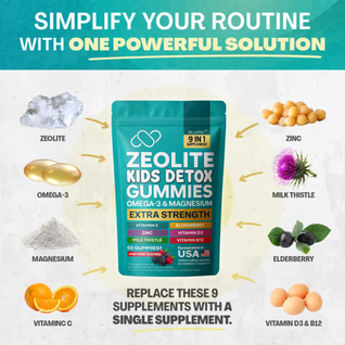 Bluma Zeolite Kids Detox Gummies Mixed Berry Flavored All-in-One 60 Gummies for Detox, Immunity, and Overall Wellness