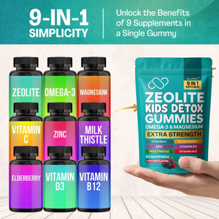 Bluma Zeolite Kids Detox Gummies Mixed Berry Flavored All-in-One 60 Gummies for Detox, Immunity, and Overall Wellness