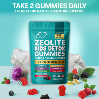 Bluma Zeolite Kids Detox Gummies Mixed Berry Flavored All-in-One 60 Gummies for Detox, Immunity, and Overall Wellness