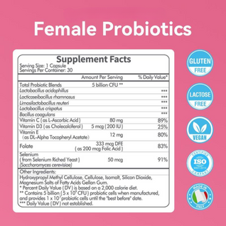 Bluma Feminine Balance Probiotics – 30 Capsules | With Organic Yeast Selenium, Vitamin C & Folic Acid | Supports pH Balance & Digestive Health
