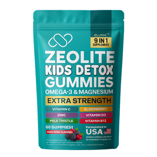 Bluma Zeolite Kids Detox Gummies Mixed Berry Flavored All-in-One 60 Gummies for Detox, Immunity, and Overall Wellness